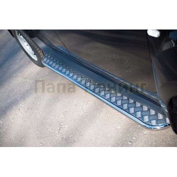 Пороги с площадкой алюминиевый лист d42 вариант 2 РусСталь для Renault Duster 2011-2015