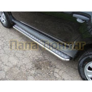 Пороги с площадкой алюминиевый лист 42 мм ТСС для Renault Duster 2011-2015 Пороги с площадкой алюминиевый лист 42 мм ТСС для Renault Duster 2011-2015