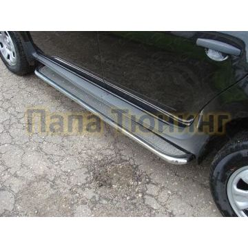 Пороги с площадкой нержавеющий лист 42 мм ТСС для Renault Duster 2011-2015 Пороги с площадкой нержавеющий лист 42 мм ТСС для Renault Duster 2011-2015