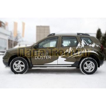 Пороги с площадкой алюминиевый лист d42 вариант 2 РусСталь для Renault Duster 2015-