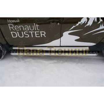 Пороги с площадкой алюминиевый лист d42 вариант 2 РусСталь для Renault Duster 2015-