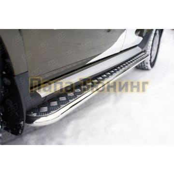 Пороги с площадкой алюминиевый лист d42 вариант 2 РусСталь для Renault Duster 2015-