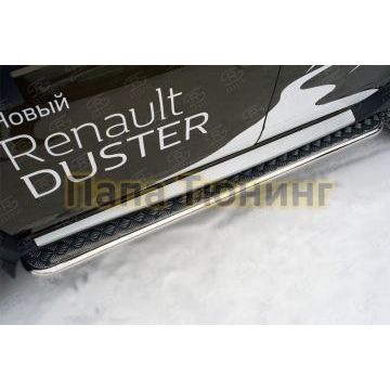 Пороги с площадкой алюминиевый лист d42 вариант 2 РусСталь для Renault Duster 2015-