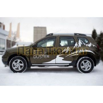 Пороги труба с накладками d76 вариант 1 РусСталь для Renault Duster 2015-