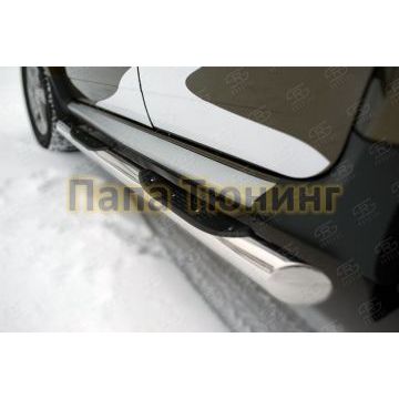 Пороги труба с накладками d76 вариант 1 РусСталь для Renault Duster 2015-
