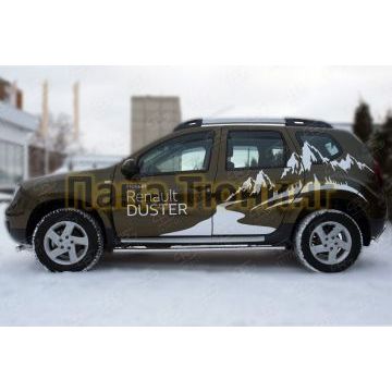Пороги труба овальная с проступью 75х42 мм РусСталь для Renault Duster 2015-