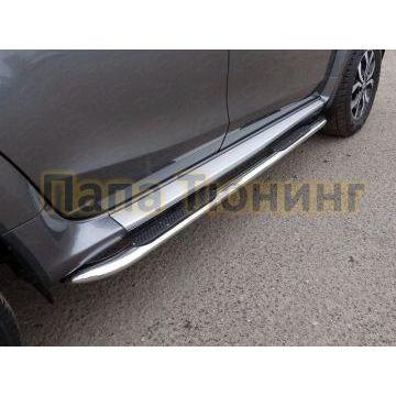 Пороги труба овальная с накладками 120х60 мм ТСС для Renault Duster 2011-2015 Пороги труба овальная с накладками 120х60 мм ТСС для Renault Duster 2011-2015
