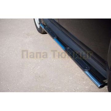 Пороги труба овальная с накладками 75х42 мм РусСталь для Renault Duster 2011-2015