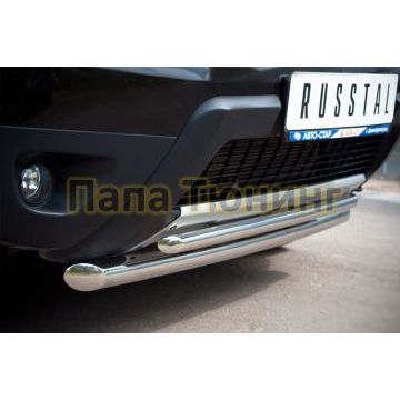 Защита передняя двойная d57-d42 РусСталь для Renault Duster 2011-2015