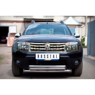 Защита передняя двойная d57-d42 РусСталь для Renault Duster 2011-2015