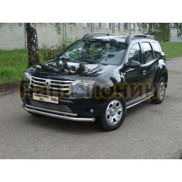 Защита передняя двойная 60/42 мм ТСС для Renault Duster 2011-2015 Защита передняя двойная 60/42 мм ТСС для Renault Duster 2011-2015