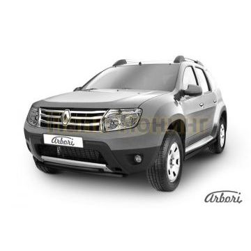 Защита передняя чёрная сталь двойная 42-42 мм Slitkoff для Renault Duster 2011-2015 Защита передняя чёрная сталь двойная 42-42 мм Slitkoff для Renault Duster 2011-2015