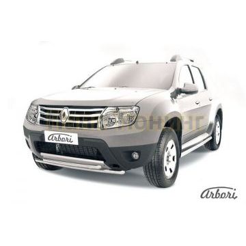 Защита передняя двойная 42-42 мм Slitkoff для Renault Duster 2011-2015 Защита передняя двойная 42-42 мм Slitkoff для Renault Duster 2011-2015