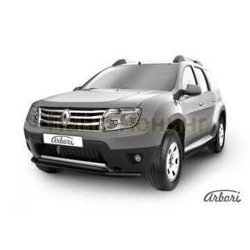 Защита передняя чёрная сталь двойная 57-42 мм Slitkoff для Renault Duster 2011-2015 Защита передняя чёрная сталь двойная 57-42 мм Slitkoff для Renault Duster 2011-2015