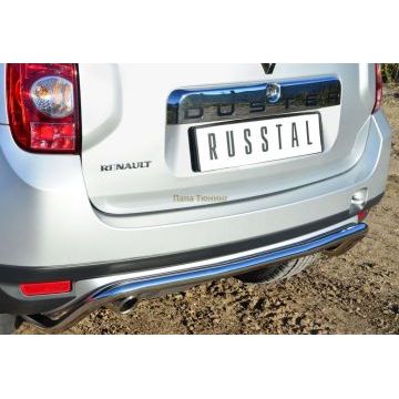 Защита заднего бампера d42 короткая РусСталь для Renault Duster 2011-2015