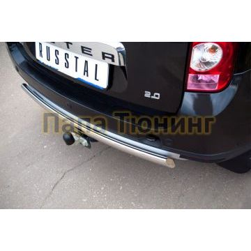 Защита заднего бампера овальная 75х42 мм РусСталь для Renault Duster 2011-2015