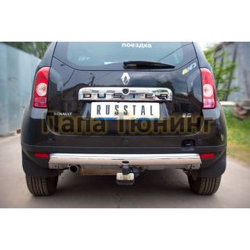 Защита заднего бампера овальная 75х42 мм РусСталь для Renault Duster 2011-2015