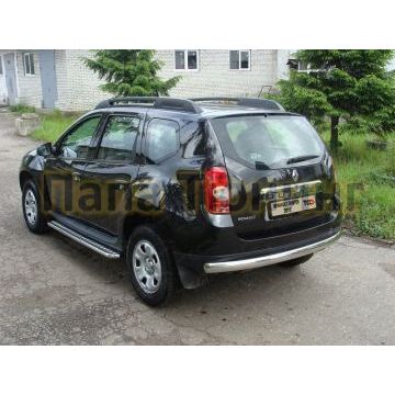 Защита заднего бампера овальная длинная 75х42 мм ТСС для Renault Duster 2011-2015 Защита заднего бампера овальная длинная 75х42 мм ТСС для Renault Duster 2011-2015