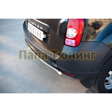 Защита заднего бампера овальная 75х42 мм РусСталь для Renault Duster 2011-2015
