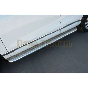 Пороги с площадкой алюминиевый лист d57 вариант 1 РусСталь для Volkswagen Touareg 2014-2017