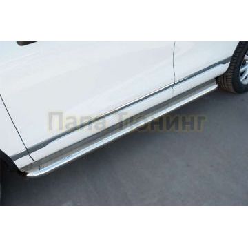 Пороги с площадкой алюминиевый лист d57 вариант 2 РусСталь для Volkswagen Touareg 2014-2017