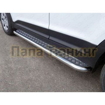 Пороги с площадкой алюминиевый лист 60 мм ТСС для Hyundai Creta 2016-2021 Пороги с площадкой алюминиевый лист 60 мм ТСС для Hyundai Creta 2016-2021