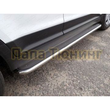 Пороги с площадкой нержавеющий лист 42 мм ТСС для Hyundai Creta 2016-2021 Пороги с площадкой нержавеющий лист 42 мм ТСС для Hyundai Creta 2016-2021