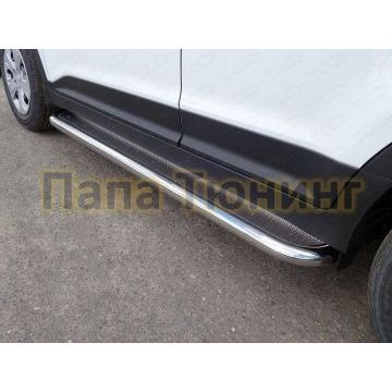Пороги с площадкой нержавеющий лист 60 мм ТСС для Hyundai Creta 2016-2021 Пороги с площадкой нержавеющий лист 60 мм ТСС для Hyundai Creta 2016-2021