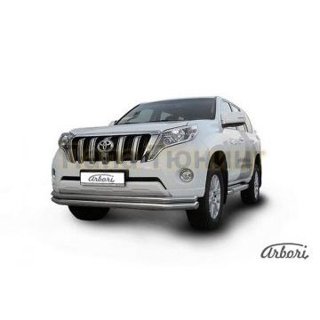 Защита передняя двойная длинная 76-57 мм Slitkoff для Toyota Land Cruiser Prado 150 2013-2017 Защита передняя двойная длинная 76-57 мм Slitkoff для Toyota Land Cruiser Prado 150 2013-2017