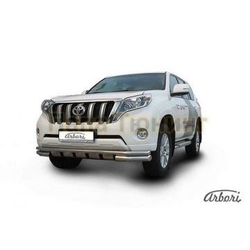 Защита передняя двойная с накладками 76-57 мм Slitkoff для Toyota Land Cruiser Prado 150 2013-2017 Защита передняя двойная с накладками 76-57 мм Slitkoff для Toyota Land Cruiser Prado 150 2013-2017