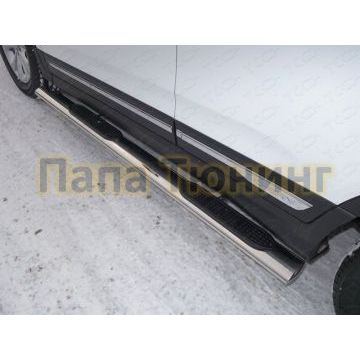 Пороги труба овальная с накладками 120х60 мм ТСС для Chery Tiggo 5 2014-