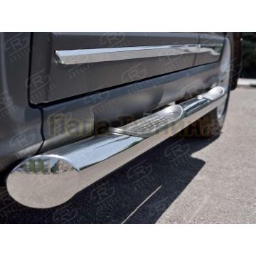 Пороги труба с накладками d76 вариант 1 РусСталь для Chery Tiggo 5 2014-