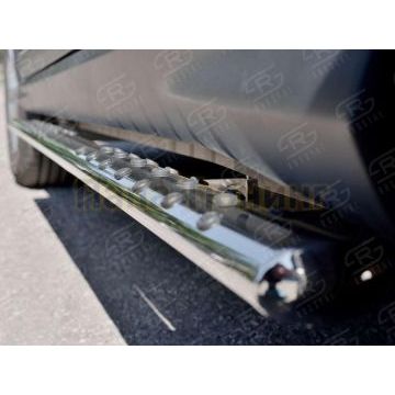Пороги труба овальная с проступью 75х42мм РусСталь для Chery Tiggo 5 2014-