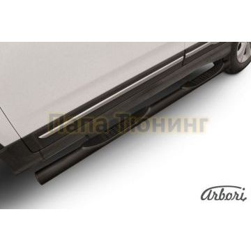 Пороги чёрная сталь труба с накладками 76 мм Slitkoff для Chery Tiggo 5 2014-