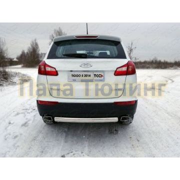 Защита заднего бампера овальная 75х42 мм ТСС для Chery Tiggo 5 2014-