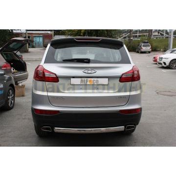 Защита заднего бампера овальная 75х42 мм ALFeco для Chery Tiggo 5 2014-