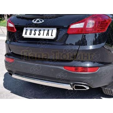 Защита заднего бампера овальная 75х42 мм РусСталь для Chery Tiggo 5 2014-