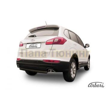 Защита заднего бампера чёрная сталь 57 мм Slitkoff для Chery Tiggo 5 2014-