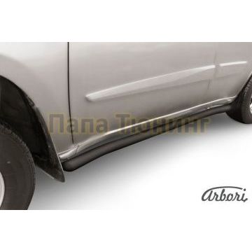 Защита штатных порогов чёрная сталь с загибами 57 мм Slitkoff для Chery Tiggo FL 2013-2016