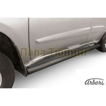 Защита штатных порогов чёрная сталь труба 76 мм Slitkoff для Chery Tiggo FL 2013-2016