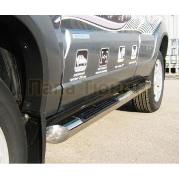 Пороги труба d76 с накладками вариант 1 РусСталь для Chevrolet Niva 2009-
