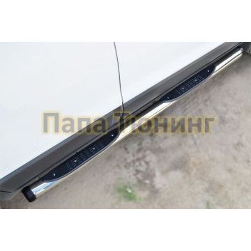 Пороги труба d76 с накладками вариант 2 РусСталь для Chevrolet Niva 2002-2008