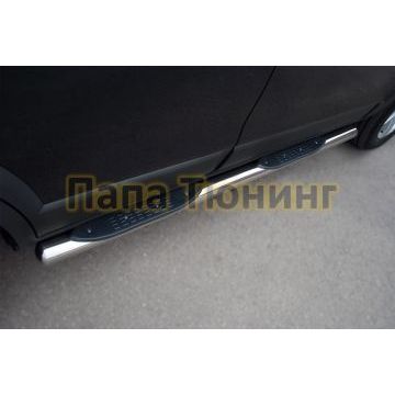 Пороги труба d76 с накладками вариант 3 РусСталь для Chevrolet Niva 2009-