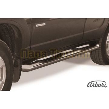 Пороги труба с накладками 76 мм Slitkoff для Chevrolet Niva 2009-