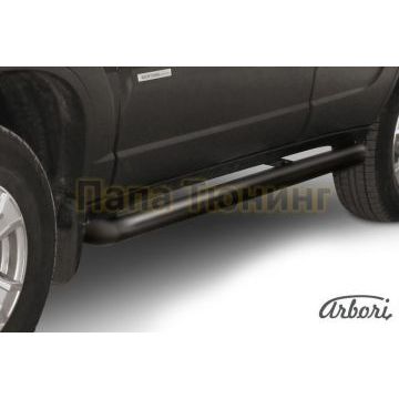 Защита штатных порогов чёрная сталь труба 76 мм Slitkoff для Chevrolet Niva 2009-