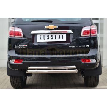 Защита заднего бампера двойная d57-d42 дуга РусСталь для Chevrolet TrailBlazer 2013-2016