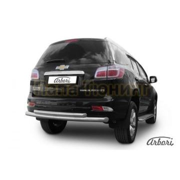 Защита заднего бампера двойная 76-57 мм Slitkoff для Chevrolet TrailBlazer 2013-2016 Защита заднего бампера двойная 76-57 мм Slitkoff для Chevrolet TrailBlazer 2013-2016