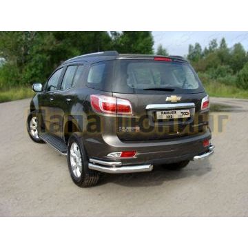 Защита задняя двойные уголки 76-42 мм ТСС для Chevrolet TrailBlazer 2013-2016