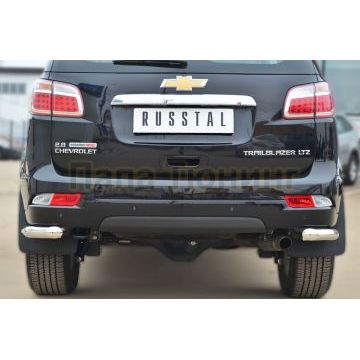 Защита задняя уголки d57 секции РусСталь для Chevrolet TrailBlazer 2013-2016