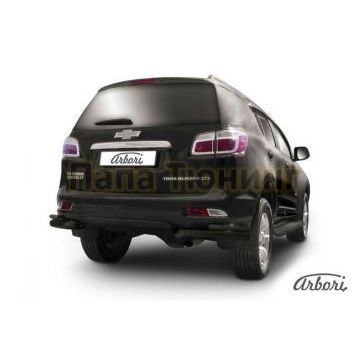 Защита задняя двойные уголки чёрная сталь 76-42 мм Slitkoff для Chevrolet TrailBlazer 2013-2016 Защита задняя двойные уголки чёрная сталь 76-42 мм Slitkoff для Chevrolet TrailBlazer 2013-2016